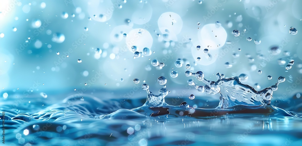 Poster generative ai : a few water droplets radiating outwards in a spray pattern