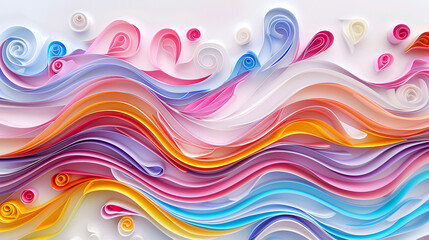 abstract colorful background with waves,generative ai - obrazy, fototapety, plakaty