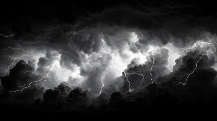 巨大な雲と雷の風景	 - obrazy, fototapety, plakaty