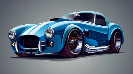 beautiful cartoon style blue car with high speed, 3d rendering, AI generative