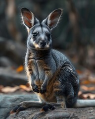 Realistic wallaby, detailed fur texture, natural habitat, animal photography