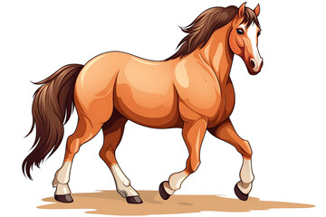 Obraz premium Animated chestnut horse trotting, with a flowing mane and tail. Generative AI