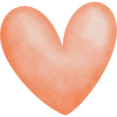 Orange heart watercolor clipart, Valentine's day decoration clipart, PNG file no background