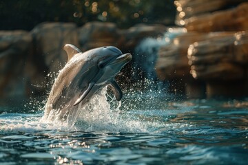 A beautiful dolphin in its natural habitat. A photo suitable for a magazine about animals and wildlife.