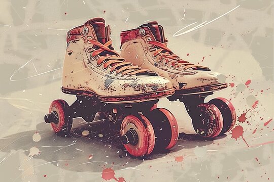 An illustration of antique roller skates, infused with 80s and 90s retro style, graces the background, invoking nostalgia for the golden era of roller skating.






