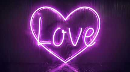 Illuminated neon sign spelling 'Love' with a heart shape in a dark setting.