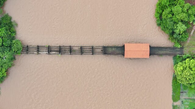 Cassilandia, Mato Grosso do Sul, Brazil - 04 12 2024: old bridge cassilandia postcard old crossing between goias and mato grosso do sul