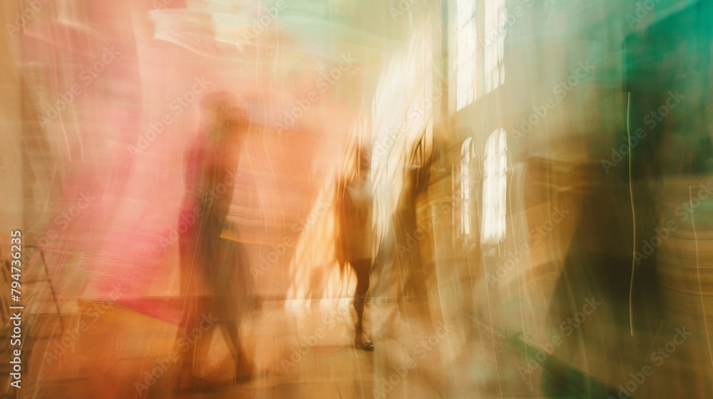 Aufkleber soft light filters through the blurred edges of tered canvases casting a dreamy veil over the abstra