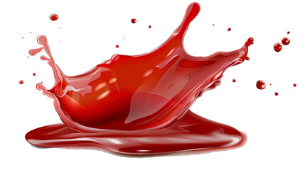 Red sauce splash on transparent background