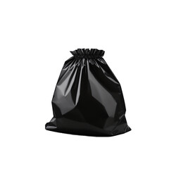 Minimalist vector art of black plastic bag  on a white bg