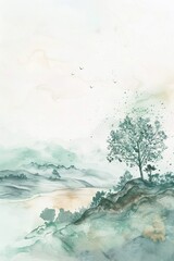 Gentle pastel watercolors envelope a translucent float, creating a dreamy scene on white
