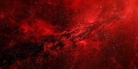 Vivid red and black textures creating an intense nebula effect reminiscent of the cosmos.