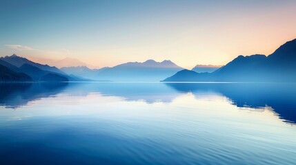 Fototapeta premium Tranquil Lake at Twilight: Mindfulness and Mental Health Backdrop for Anxiety Awareness Month