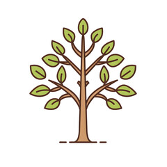 logo, simple line art of an oak tree with green leaves on a white background