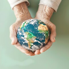 Hands Holding Earth Globe Emphasizing Environmental Sustainability and Responsibility for Planet s Future