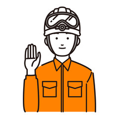 挙手をするレスキュー隊員イラスト