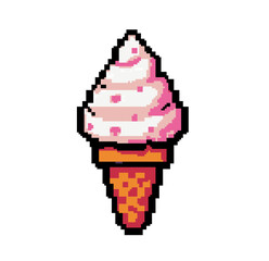 Pixel art ice cream icon on white background.