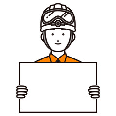 ホワイトボードを持つレスキュー隊員イラスト