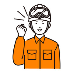 ガッツポーズをするレスキュー隊員イラスト