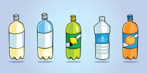 Vector set of plastic bottles - obrazy, fototapety, plakaty