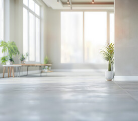 Fototapeta premium Serene empty interiors in clean tones and minimal furniture. Copyspace for customization