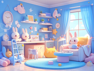 3D cute style cartoon interior design