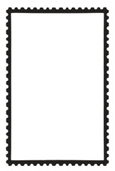 Grunge Postage Stamp Frame. Distressed Ink Rectangle Border