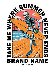 vector illustration Skeleton Surfer