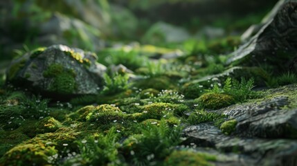 green moss on the ground - Microforest Landscape