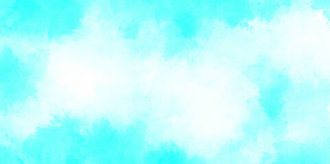 Cloudy in sunshine calm bright winter air abstract background blue sky with fluffy clouds. Abstract blue wall background with watercolor cloud and sky. Aquarelle paint paper textured canvas for design