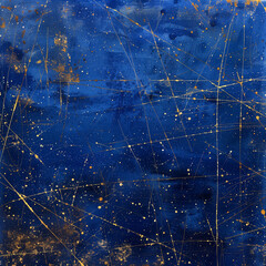 Blue backdrop enhanced by thin golden lines and textual space abstract - obrazy, fototapety, plakaty