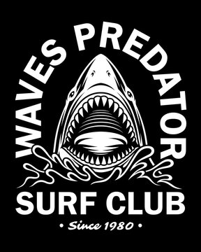 Shark Vintage Monochrome Emblem Stock Vector