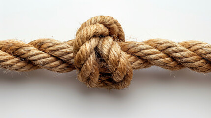 Fototapeta premium Natural rope knot on a white background
