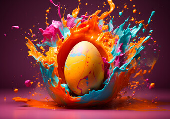 Vibrant Colorful Splatter Bright Orange Background Easter Egg Holiday Photography Element Spring Festive Art Decoration