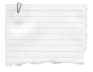 Vintage Scrapbook Note Paper Blank. Ripped paper with Paperclip and Torn Edge. Isolated on Transparent Background