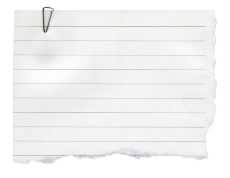 Vintage Scrapbook Note Paper Blank. Ripped paper with Paperclip and Torn Edge. Isolated on Transparent Background