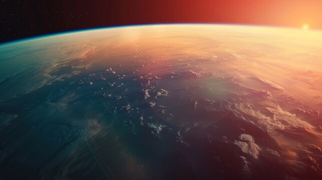From the window of the spacecraft you can see the hazy outline of a planet on the horizon. Its surface is a canvas of colors inviting you to uncover its secrets..