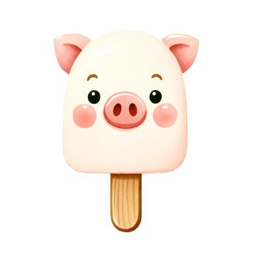 recommend clip art: pig animal ice cream watercolor clipart