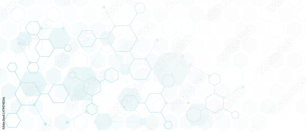 Aufkleber abstract blue color background from hexagons and lines. hexagonal chemical or biotechnology cover de