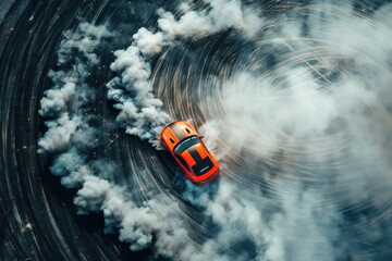 top view of driver drifting car, Automobile - 794748226