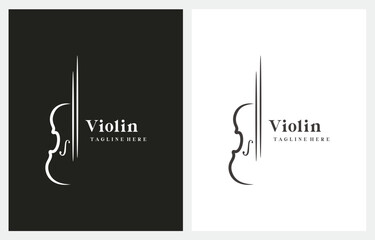 Violin Orchestra Fiddle Music Silhouette logo design vector icon © S 88