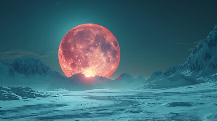 Dreamy 3D rendering of magical a moon