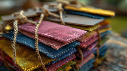 Organic Apparel Tags- Craft hangtags for an eco-friendly clothing brand. The tags should be made from recycled paper or fabric scraps. Include care instructions and messages about sustainability