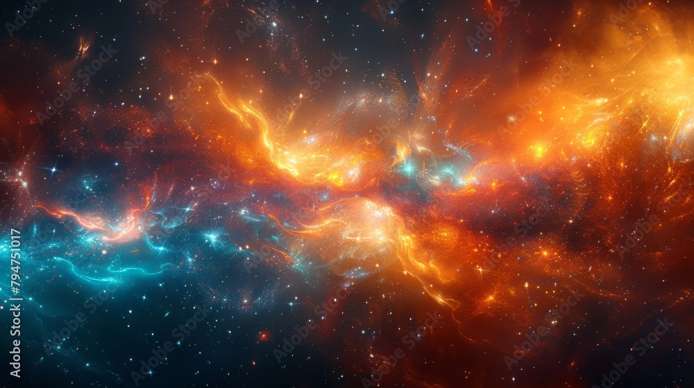Poster a colorful galaxy with stars and planets connected by shimmering lines representing the interconnect