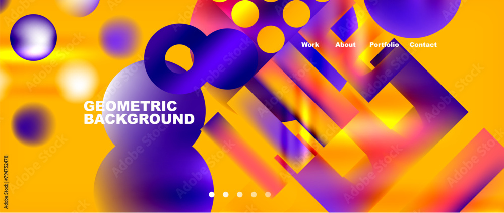 Aufkleber a vibrant and colorful geometric pattern featuring circles and squares in shades of violet, electric