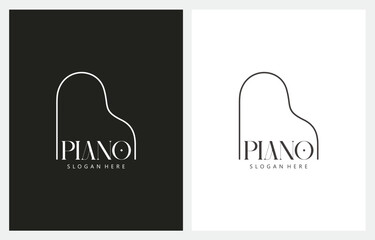 Grand Piano logo design template design in line art style