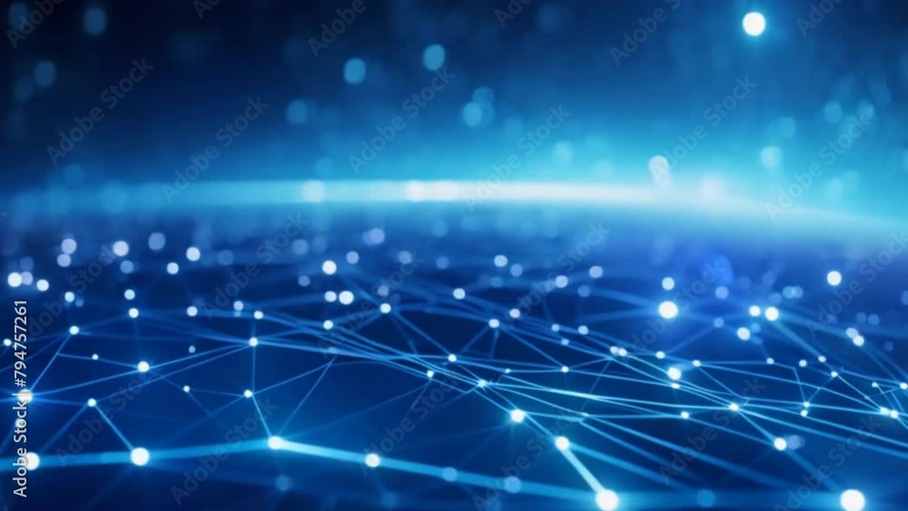 Poster digital cyberspace with particles and digital data network