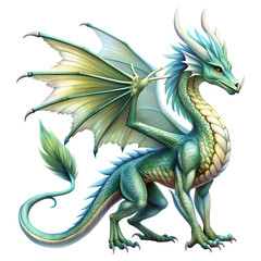 Fototapeta premium dragon with wings sitting transperant background