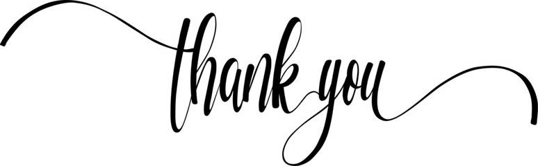 Thank You Handwritten Lettering Style Vector Illustration