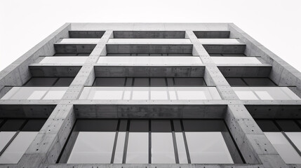Minimalist modern architecture. emphasizing the stark beauty of concrete and geometric forms in urban design
